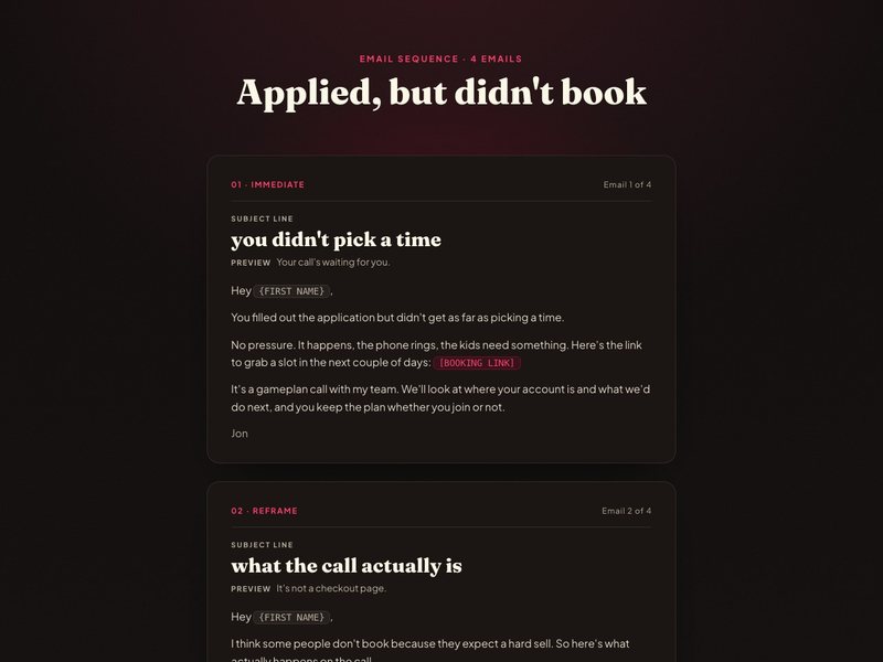 Applied, not booked preview